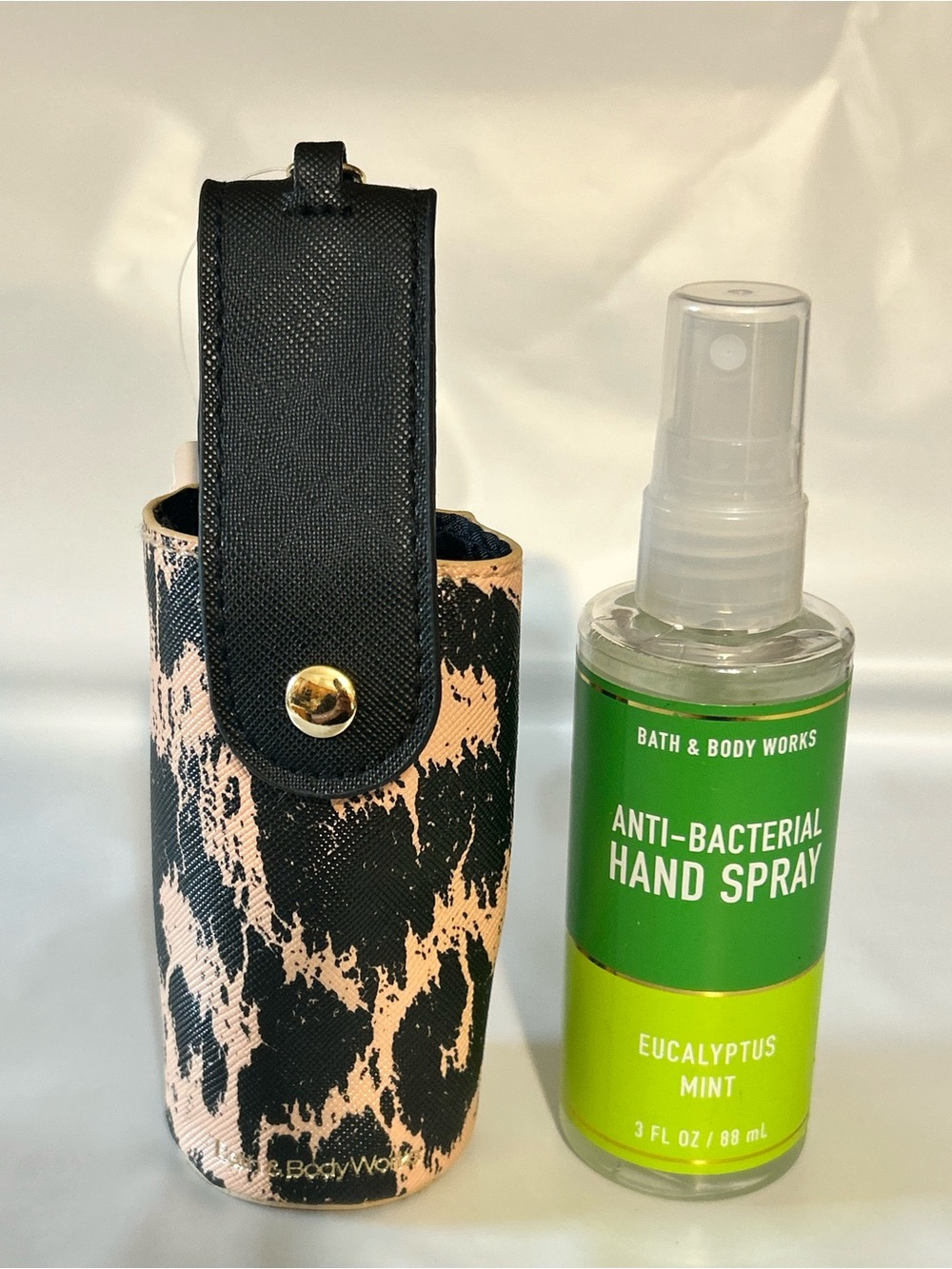 Bath & Body Works Animal Print Keychain Holder & Eucalyptus Hand Spray